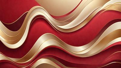 The primary subject of the image is a red background with a gold design. The setting is a red wall, and the visual style is a combination of digital art and illustration. The dominant colors are red and gold, creating a bold and striking atmosphere.
