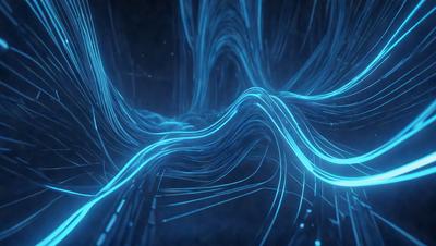 The primary subject of the image is a blue, swirling, and flowing pattern. The setting is a dark background, which contrasts with the vibrant blue pattern. The visual style appears to be a digital art or illustration, as the pattern is intricate and detailed. The colors and mood of the image are predominantly blue, creating a sense of calmness and tranquility.