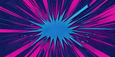 The primary subject of the image is a blue and purple explosion, which appears to be a digital art or illustration. The setting is a colorful background, possibly a pattern or texture, with the explosion as the main focus. The visual style suggests a creative and dynamic atmosphere, with the colors and mood being energetic and vibrant.