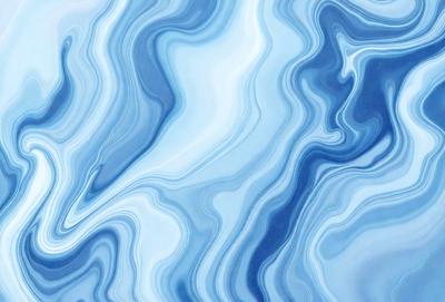 The primary subject of the image is a blue and white swirling pattern, which appears to be a painting or a digital artwork. The setting is a blue background, and the visual style is a combination of painting and digital art. The dominant colors are blue and white, creating a calming and serene atmosphere.