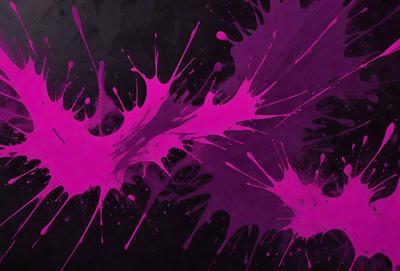 The primary subject of the image is a purple splash of paint, which is the main focus of the scene. The setting is a black background, which contrasts with the purple splash. The visual style of the image is a digital art or illustration, as it appears to be a digital painting. The dominant colors in the image are purple and black, creating a bold and striking atmosphere.