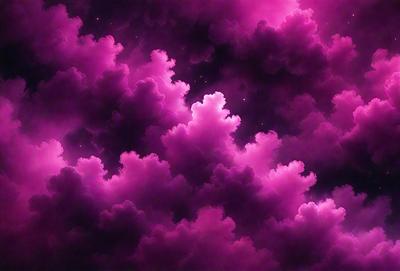 The primary subject of the image is a purple cloudy sky with a few stars visible. The setting is a dark, cloudy night, and the visual style is a digital art or illustration. The dominant colors are purple and pink, creating a moody and atmospheric mood.