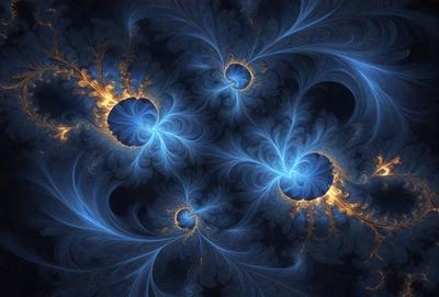The primary subject of the image is a blue spiral pattern, which is the main object, scene, or focus of the image. The setting or background features a blue and orange swirling pattern, which adds to the visual style of the image. The colors and mood of the image are predominantly blue and orange, creating a vibrant and dynamic atmosphere.