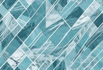 The primary subject of the image is a marble tile pattern. The setting is a blue and white marble tile, which serves as the background. The visual style is a pattern, and the colors and mood are predominantly blue and white, creating a clean and elegant atmosphere.