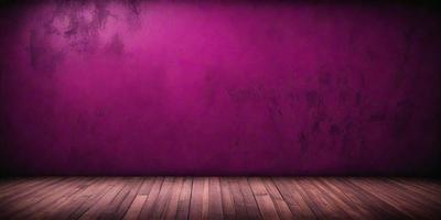 The primary subject of the image is a purple wall. The setting is a room with a wooden floor. The visual style is a photo, and the dominant colors are purple and pink. The overall atmosphere is calm and serene.