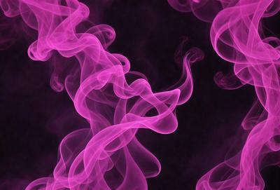 The primary subject of the image is a pink smoke or fog, which appears to be a digital art or illustration. The setting is a dark background, and the visual style gives the impression of a surreal or dreamy atmosphere. The dominant colors are pink and purple, creating a soft and ethereal mood.