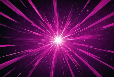 The primary subject of the image is a bright pink light, which appears to be a star or a light source. The setting is a dark, purple background, which contrasts with the bright pink light. The visual style of the image is a combination of a photo and digital art, creating a unique and eye-catching effect. The colors and mood of the image are predominantly pink and purple, giving it a vibrant and energetic atmosphere.