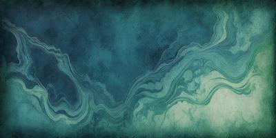The primary subject of the image is a blue ocean with a few ripples. The setting is a vast body of water, and the visual style is a combination of a photo and digital art. The colors and mood of the image are predominantly blue, creating a serene and calming atmosphere.