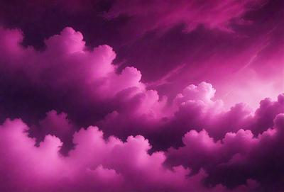 The primary subject of the image is a cloudy sky with pink clouds. The setting is a dark, cloudy sky, and the visual style is a digital art or illustration. The dominant colors are pink and purple, creating a moody and dramatic atmosphere.