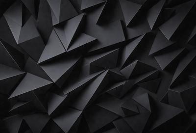 The primary subject of the image is a black and white patterned wall. The setting is a dark room with a black background. The visual style is a combination of a photo and digital art, creating a unique and intricate pattern. The dominant colors are black and white, giving the image a moody and dramatic atmosphere.