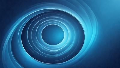 The primary subject of the image is a blue circle with a white center, which appears to be a part of a larger blue and white pattern. The setting is a blue background, and the visual style is a combination of digital art and illustration. The colors and mood of the image are predominantly blue and white, creating a calm and serene atmosphere.
