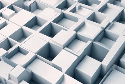 The primary subject of the image is a large, intricate, and detailed white cube. The setting is a white background, which provides a clean and minimalistic appearance. The visual style is a combination of digital art and illustration, creating a unique and captivating design. The colors and mood of the image are predominantly white, giving it a clean, modern, and sophisticated feel.
