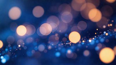 The primary subject of the image is a blue background with a pattern of bright, white, and orange lights. The lights are scattered throughout the background, creating a visually appealing and dynamic scene. The setting appears to be a nighttime cityscape, with the lights illuminating the area. The visual style of the image is a combination of digital art and photography, creating a unique and captivating atmosphere. The colors and mood of the image are predominantly blue, white, and orange, which evoke a sense