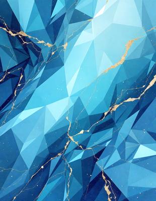 The primary subject of the image is a blue and gold patterned wallpaper. The setting is a blue and gold wallpapered room, which gives the space a unique and elegant appearance. The visual style is a combination of digital art and illustration, creating a vibrant and eye-catching design. The dominant colors are blue and gold, which evoke a sense of luxury and sophistication.