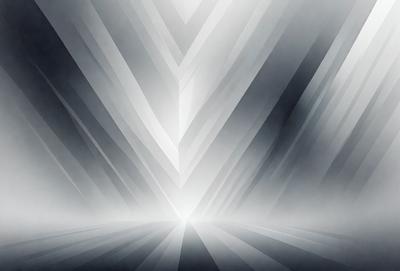 The primary subject of the image is a large, white, and gray wall with a pattern of vertical lines. The setting is a room with a gray background, and the visual style appears to be a combination of a photo and digital art. The dominant colors are white and gray, creating a clean and minimalist atmosphere.