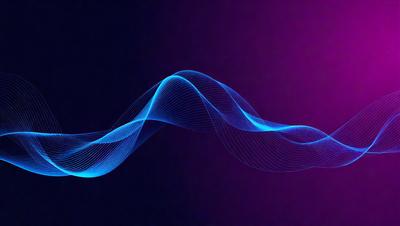 The primary subject of the image is a blue wave or ripple pattern. The setting is a purple background, which adds a contrasting and vibrant touch to the scene. The visual style is a digital art or illustration, as the wave appears to be a digital creation. The dominant colors are blue and purple, creating a calming and serene atmosphere.