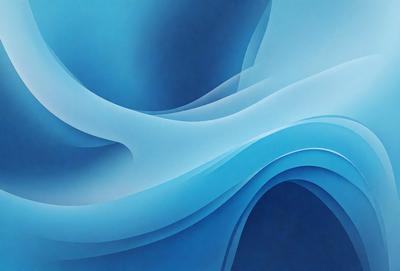 The primary subject of the image is a blue and white ocean wave. The setting is a blue background, which creates a serene and calming atmosphere. The visual style is a digital art or illustration, as the wave is depicted in a detailed and artistic manner. The dominant colors are blue and white, which evoke a sense of tranquility and beauty.
