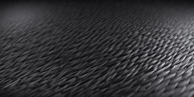 The primary subject of the image is a close-up of a black, textured surface. The setting appears to be a black background, which creates a striking contrast with the textured surface. The visual style of the image is a close-up, which emphasizes the details of the textured surface. The colors in the image are predominantly black, creating a moody and dramatic atmosphere.