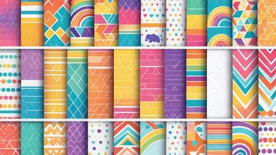 The primary subject of the image is a collection of colorful books, featuring various designs and patterns. The books are arranged in a visually appealing manner, showcasing their vibrant colors and unique designs. The setting is a bookshelf, which serves as the background for the books. The visual style of the image is a combination of digital art and illustration, creating a lively and engaging atmosphere. The colors and mood of the image are predominantly bright and cheerful, with the books' designs adding a