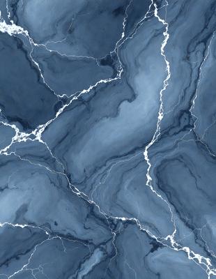 The primary subject of the image is a blue and white marble-like pattern. The setting is a blue background, which creates a striking contrast with the pattern. The visual style is a combination of digital art and illustration, giving the image a unique and artistic appearance. The dominant colors are blue and white, creating a calm and serene atmosphere.