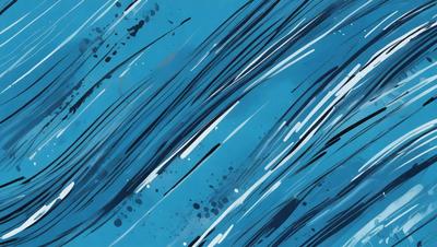 The primary subject of the image is a blue ocean with white and black waves. The setting is the ocean, and the visual style is a painting or digital art. The dominant colors are blue and white, creating a serene and calming atmosphere.