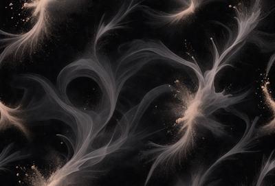 The primary subject of the image is a black and white photo of a swirling pattern, which appears to be a painting or a drawing. The setting is a black background, and the visual style is a mix of artistic and digital elements. The dominant colors are black and white, creating a classic and timeless atmosphere.