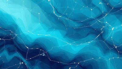 The primary subject of the image is a blue, swirling, and intricate pattern that resembles a galaxy or a network of interconnected lines. The setting is a blue background, which complements the vibrant colors of the pattern. The visual style is a combination of digital art and illustration, creating a unique and captivating image. The dominant colors are blue and white, with the blue pattern being the central focus of the image, evoking a sense of depth and complexity.