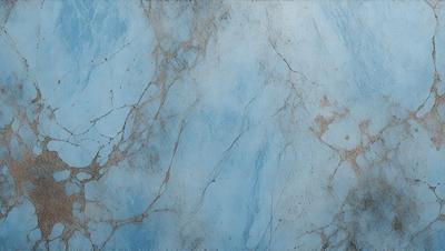 The primary subject of the image is a blue marble wall with a pattern of white and brown streaks. The setting is a room with a blue marble wall, and the visual style is a photo. The colors and mood of the image are predominantly blue and white, creating a calm and serene atmosphere.