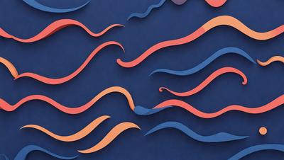 The primary subject of the image is a blue background with a pattern of orange and blue swirls. The setting appears to be a wall or a surface with a design that resembles a wave. The visual style of the image is a combination of digital art and illustration, creating a unique and eye-catching design. The dominant colors in the image are blue, orange, and a mix of the two, giving the scene a vibrant and energetic atmosphere.