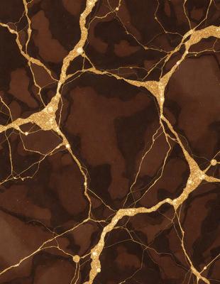 The primary subject of the image is a marble wall with a gold-colored pattern. The setting is a room with a brown and gold color scheme. The visual style is a close-up of the marble wall, showcasing the intricate gold pattern. The colors and mood of the image are warm and luxurious, evoking a sense of sophistication and elegance.