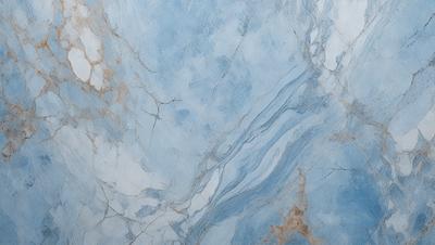 The primary subject of the image is a marble countertop with a blue and white marble pattern. The setting is a kitchen or bathroom, as the countertop is a part of the design. The visual style is a close-up of the marble countertop, showcasing its intricate pattern. The colors and mood of the image are predominantly blue and white, giving it a clean and elegant appearance.