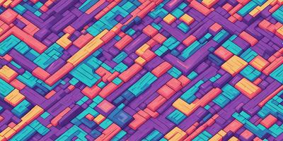 The primary subject of the image is a colorful, abstract pattern made up of various shapes and colors. The setting is a purple and blue background, which adds to the vibrant and lively atmosphere of the scene. The visual style is a combination of digital art and illustration, creating a unique and eye-catching design. The colors and mood of the image are energetic and dynamic, with the purple and blue hues contributing to a sense of calmness and tranquility.