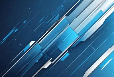 The primary subject of the image is a blue and white geometric pattern. The setting is a blue background, and the visual style appears to be a digital art or illustration. The dominant colors are blue and white, creating a calm and soothing atmosphere.