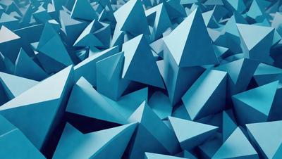 The primary subject of the image is a large number of blue triangles, which are arranged in a dense and intricate pattern. The setting is a blue background, which creates a striking contrast with the triangles. The visual style is a combination of digital art and illustration, as the triangles are created using a computer-generated design. The dominant colors are blue and white, giving the image a clean and modern appearance. The overall atmosphere is one of complexity and visual interest, as the viewer is drawn into the intricate patterns of the