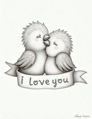 The image features two white birds, possibly birds of love, with their beaks touching each other. They are positioned close to each other, creating a sense of affection and connection. The birds are the primary focus of the image, and their close proximity to each other adds to the warm and loving atmosphere.