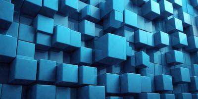 The primary subject of the image is a blue wall with a pattern of blue cubes. The setting is a room with a blue wall, and the visual style is a digital art or illustration. The dominant colors are blue, and the overall atmosphere is calm and visually appealing.