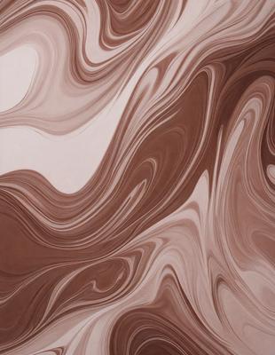 The primary subject of the image is a brown and white patterned wallpaper. The setting is a room with a brown and white wallpapered wall. The visual style is a patterned wallpaper, which gives the room a unique and artistic appearance. The dominant colors are brown and white, creating a warm and earthy atmosphere.
