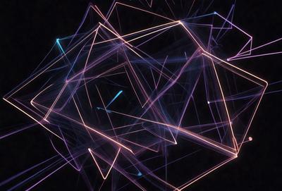 The primary subject of the image is a purple and blue geometric pattern. The setting is a dark background, which contrasts with the vibrant colors of the pattern. The visual style is a combination of digital art and illustration, creating a unique and eye-catching design. The dominant colors are purple and blue, giving the image a calming and soothing atmosphere.