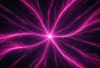 The primary subject of the image is a bright pink light, which appears to be a neon light or a lightning bolt. The light is illuminating a dark background, creating a striking contrast. The visual style of the image is a close-up of the light, emphasizing its vibrant color and unique shape. The colors and mood of the image are predominantly pink, with a sense of energy and dynamism.