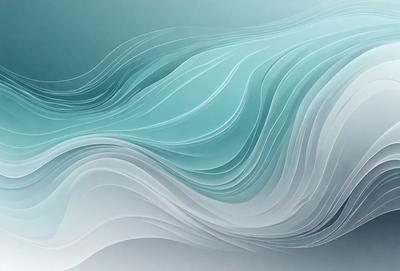 The primary subject of the image is a large, flowing wave. The wave is depicted in a digital art style, with a blue and white color scheme. The setting is a blue and white ocean, creating a serene and calming atmosphere. The visual style is a combination of digital art and illustration, giving the image a unique and dynamic appearance.