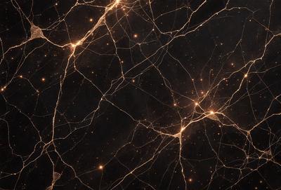 The primary subject of the image is a close-up of a black background with a pattern of bright orange dots. The setting appears to be a dark room, and the visual style is a combination of a photo and digital art. The dominant colors are orange and black, creating a vibrant and energetic atmosphere.