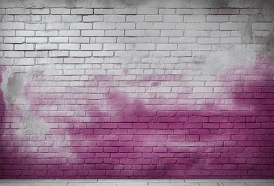 The primary subject of the image is a purple brick wall. The setting is a brick wall with a purple color, and the visual style is a photo. The colors and mood of the image are predominantly purple, creating a unique and artistic atmosphere.