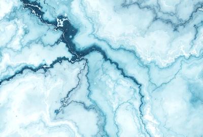 The primary subject of the image is a blue and white marbled surface, which appears to be a marble tile or a marble-like material. The setting is a bathroom, as indicated by the presence of a sink. The visual style is a combination of a photo and digital art, creating a unique and artistic representation of the marbled surface. The colors and mood of the image are predominantly blue and white, giving it a clean and elegant appearance.