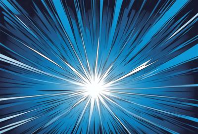 The primary subject of the image is a bright, blue light that appears to be a lightning bolt or a bright star. The setting is a dark blue background, which contrasts with the bright light. The visual style is a digital art or illustration, as the light appears to be a digital creation. The colors and mood of the image are energetic and dynamic, with the bright blue light standing out against the dark blue background.