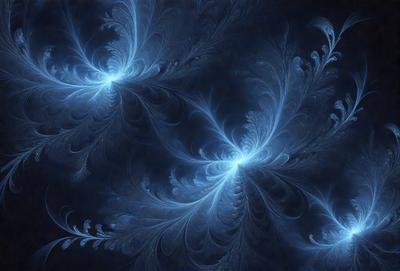 The primary subject of the image is a blue and white swirling pattern, which appears to be a digital art or illustration. The setting is a dark blue background, creating a contrasting and dramatic effect. The visual style is a combination of digital art and illustration, with the swirling pattern being the main focus. The colors and mood of the image are predominantly dark blue and white, giving it a moody and artistic atmosphere.