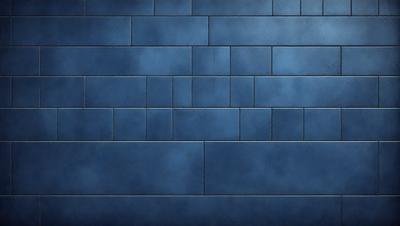 The primary subject of the image is a blue brick wall. The setting is a dark room with the blue brick wall as the main focus. The visual style is a photo, and the dominant colors are blue and gray, creating a moody atmosphere.