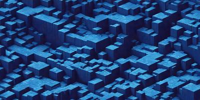The primary subject of the image is a blue, three-dimensional grid pattern. The setting is a blue background, which creates a visually striking contrast with the grid pattern. The visual style is a digital art or illustration, as the grid pattern is intricately detailed and the overall atmosphere is vibrant and engaging.