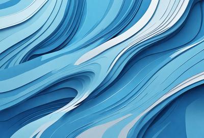 The primary subject of the image is a blue and white wave, which is the main focus of the scene. The wave is depicted in a digital art style, giving it a unique and visually appealing appearance. The setting is a blue background, which complements the colors of the wave and adds to the overall atmosphere of the image.