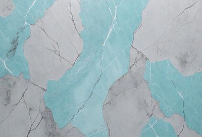 The primary subject of the image is a blue and white marble wall. The setting is a room with a blue and white marble wall, which serves as the background. The visual style is a photo, capturing the intricate patterns and textures of the marble wall. The dominant colors are blue and white, creating a serene and elegant atmosphere.