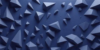The primary subject of the image is a blue wall with a pattern of triangular shapes. The setting is a room with a blue background, and the visual style appears to be a combination of digital art and illustration. The dominant colors are blue and white, creating a calm and soothing atmosphere.